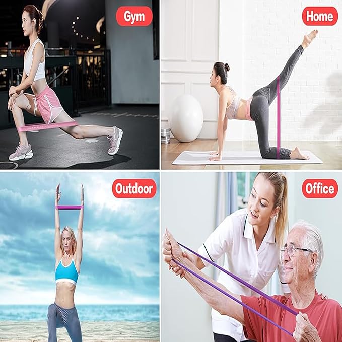 Resistance Bands Legs Hip Stretching Workout Elastic Rubber Loop with Exercise Fitness Guidance Men Women Yoga Pilates Gear Come with Carry Bag-GravixFit