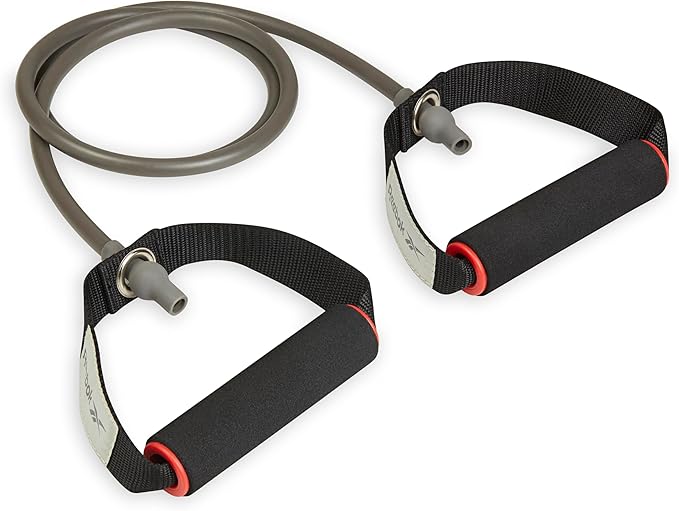 Reebok Resistance Tube Full Body Workout, Warm-Up & Strength Training Resistance Bands with Handles, Non-Slip Stretch Bands for Exercise, Fitness Bands for Men & Women-GravixFit