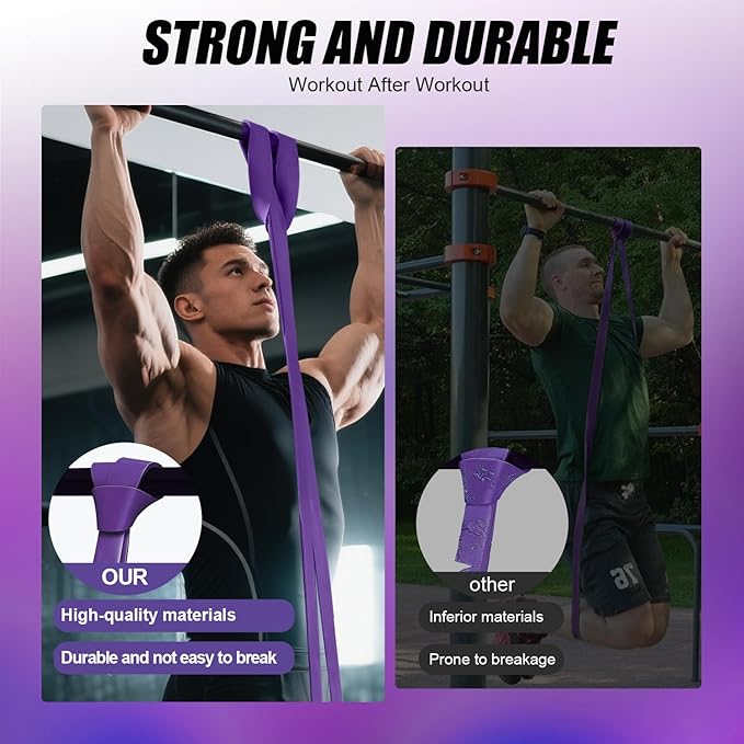WHATAFIT Resistance Bands, Pull Up Assistance Bands, Exercise Bands, Workout Bands Set for Men and Women Home Fitness, Body Stretching, Strength Training, Physical Therapy-GravixFit