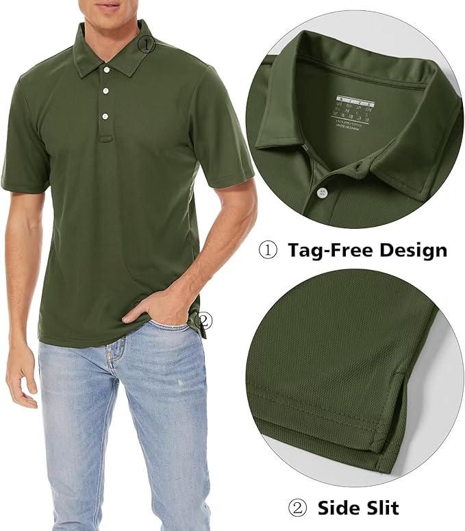 MAGCOMSEN Men's Polo Shirts 3 Buttons Casual Work T Shirts Quick Dry Short Sleeve Golf Shirt Pique Jersey Outdoor Performance-GravixFit