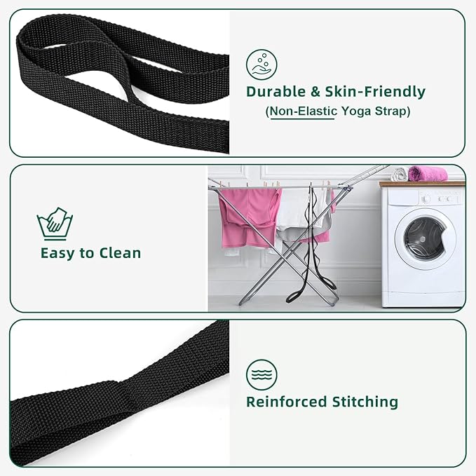 Stretching Strap Yoga Straps for Physical Therapy, 10 Loops Non-Elastic Stretch Band for Pilates, Flexibility, Exercise and Gymnastics-GravixFit