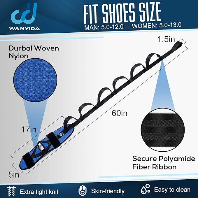 Foot and Calf Stretcher for Plantar Fasciitis, Achilles Tendonitis, Heel Spurs, Drop Foot. Yoga Stretching Strap for Leg, Thigh and Hamstring (Blue)-GravixFit