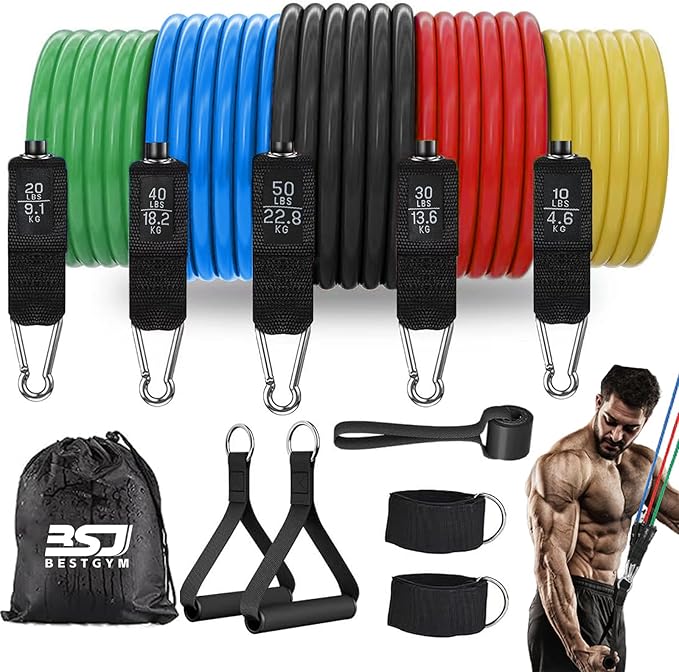 Resistance Bands,Exercise Bands,Resistance Bands for Working Out with Handles for Men and Women,Workout Bands with Door Anchor and Ankle,Strength Training Home Gym Equipment-GravixFit