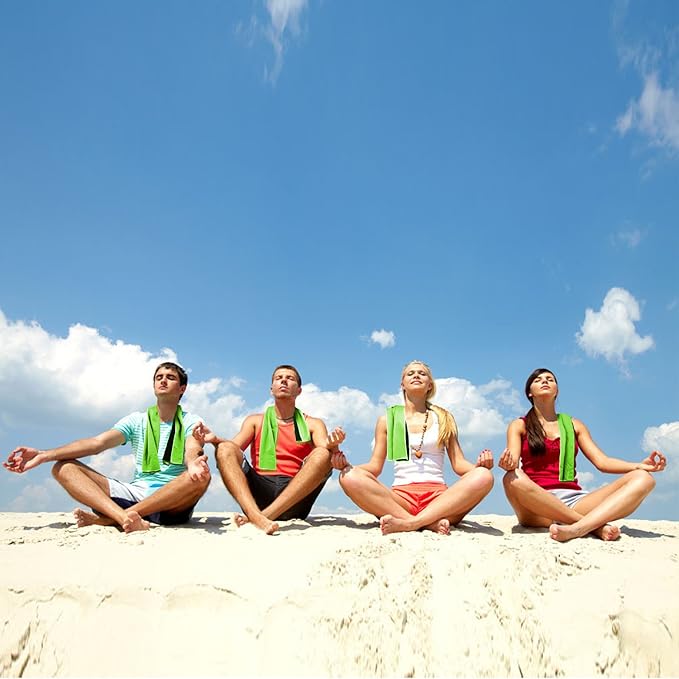 Biange Cooling Towel (Pack of 20, 40"x12") with Pouches for Sports, Workout, Fitness, Gym, Yoga, Golf, Pilates, Travel, Camping & More-GravixFit