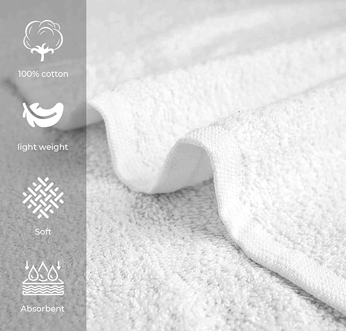 Avalon Salon Towel - White Hand Towels Bulk Pack of 24-100% Cotton Absorbent Spa, Facial & Gym Towels for Working Out - 16x27 Inches (Not Bleach Proof)-GravixFit