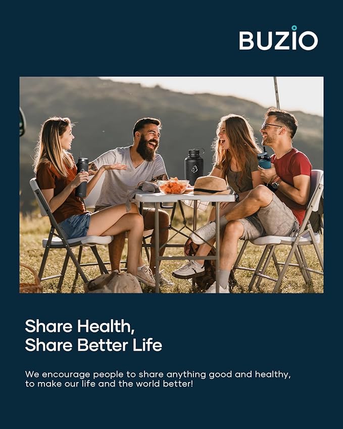 BUZIO Insulated Water Bottle with Straw Lid and Flex Cap, 22oz Modern Double Vacuum Stainless Steel Water Flask, Cold for 48 Hrs Hot for 24 Hrs Simple Thermo Canteen Mug, Indigo Black-GravixFit