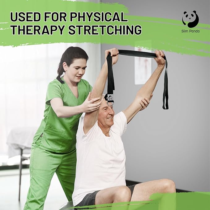 Slim Panda Yoga Strap for Stretching,Cotton Yoga Strap with Adjustable D-Ring Buckle,Non-Elastic Yoga Belt for Pilates,Gym Workouts,Physical Therapy,Improve Flexibility-GravixFit