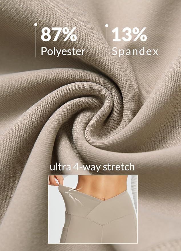 baleaf Women's V Crossover Flare Leggings with Pockets Yoga Pants High Waist Casual Workout Gym Bell Bottom Leggings-GravixFit