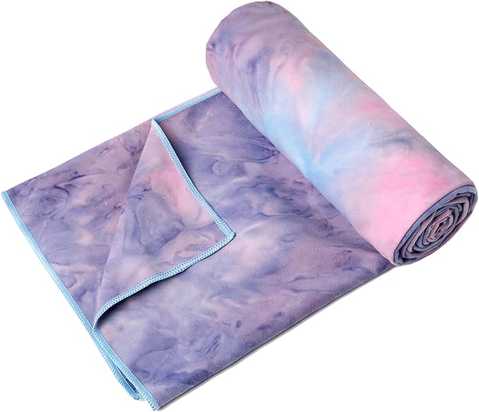 Eunzel Hot Yoga Towel Non Slip Yoga Mat Towel Non-Slip Sweat Absorbent Microfiber Towel for Hot Yoga, Pilates and Workout 72" x 26.5", Purple & Blue-GravixFit