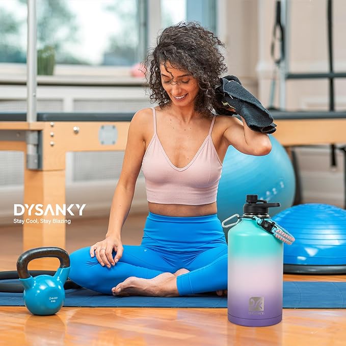 1 Gallon Water Bottle Insulated | Thickened Stainless Steel Vacuum Metal Water Jug | Portable Sports Large for Gym and Hiking with Straw, Carrier Bag, Handle Strap | BPA-Free 128 oz-GravixFit