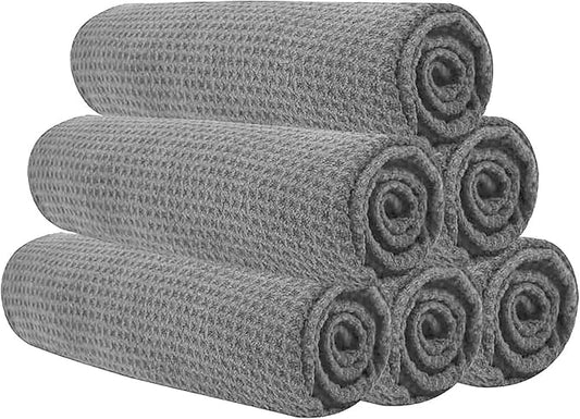 Microfiber Gym Towels for Working Out, Quickly Dry Yoga Towels for Men & Women Tennis, 16 Inch x 27 Inch, 6 Pack, Grey-GravixFit
