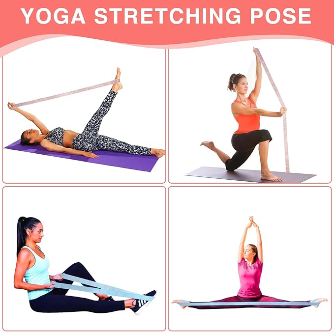 Elastic Yoga Stretching Strap with Loops, CEILIWEN Stretch Straps For Physical Therapy, Pilates Stretch Band, Elastic Exercise Bands, Leg Stretching Strap, Stretch Resistance Bands For Exercise-GravixFit