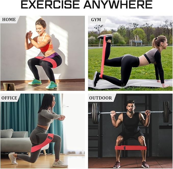 12 Pcs Fabric Resistance Bands for Working Out Booty Workout Stretch Exercise Bands Non Slip for Legs Squat Resistance Loop for Women Men Starter Butt Hip Thigh Fitness-GravixFit