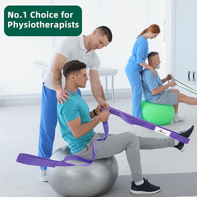 Stretching Strap Yoga Straps for Physical Therapy, 10 Loops Non-Elastic Stretch Band for Pilates, Flexibility, Exercise and Gymnastics-GravixFit