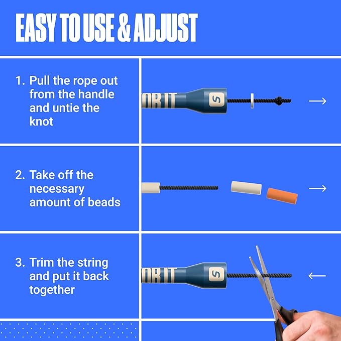 Sportbit Elite Beaded Jump Rope - Adjustable Speed Rope for Fitness, CrossFit, Boxing - Tangle-Free, Lightweight-GravixFit