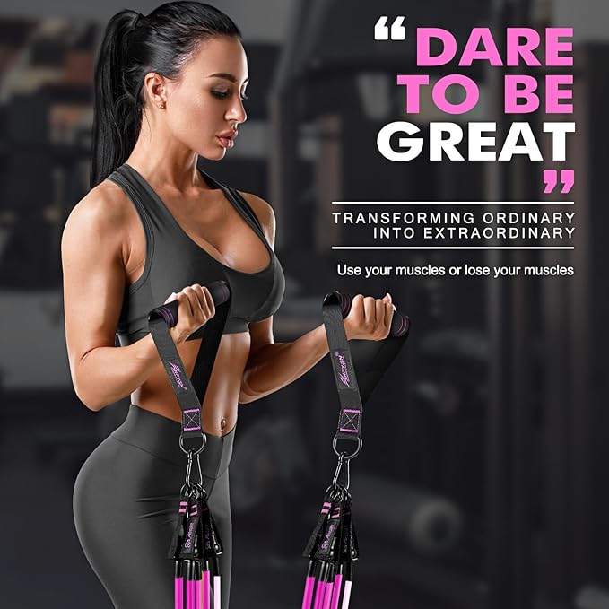 HPYGN Resistance Bands, Exercise Bands with Handles, Fitness Bands, Workout Bands with Door Anchor and Ankle Straps, for Heavy Resistance Training, Physical Therapy, Shape Body, Yoga, Home Workout Set-GravixFit