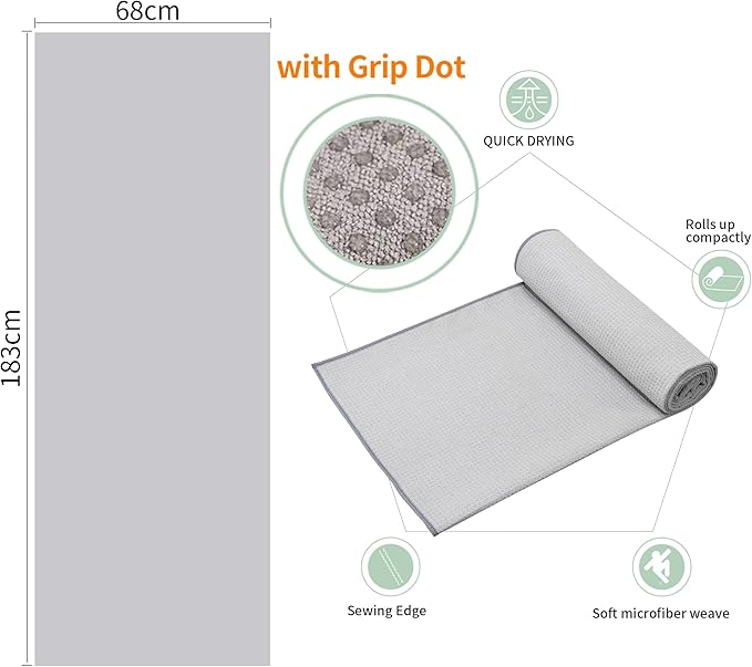 2 Pack Hot Yoga Towel with Grip Dot，Stickyfiber Yoga Mat Towels Non Slip for Hot Yoga,Absorbent Microfiber Sweat Anti-Slip Cover,Bikram,Pilates,Exercise,Fitness-GravixFit