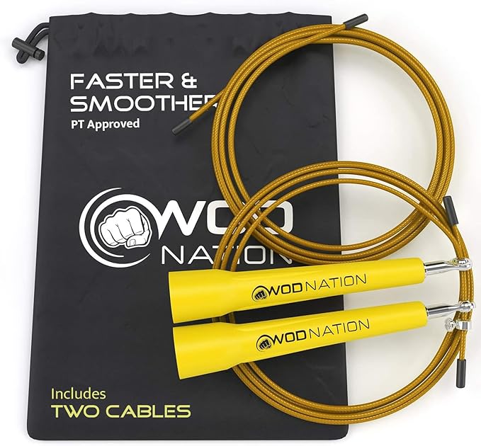 WOD Nation Adjustable Speed Jump Rope For Men, Women & Children - Blazing Fast Fitness Skipping Rope Perfect for Boxing, MMA, Endurance-GravixFit