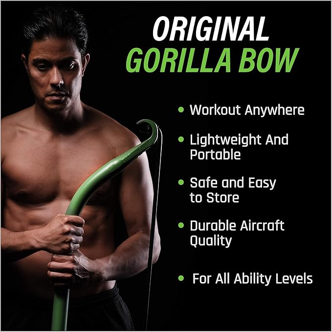 Gorilla Bow Original Portable Home Gym Resistance Bands and Bar System for Travel, Fitness, Weightlifting and Exercise Kit, Full Body Workout Equipment Set-GravixFit