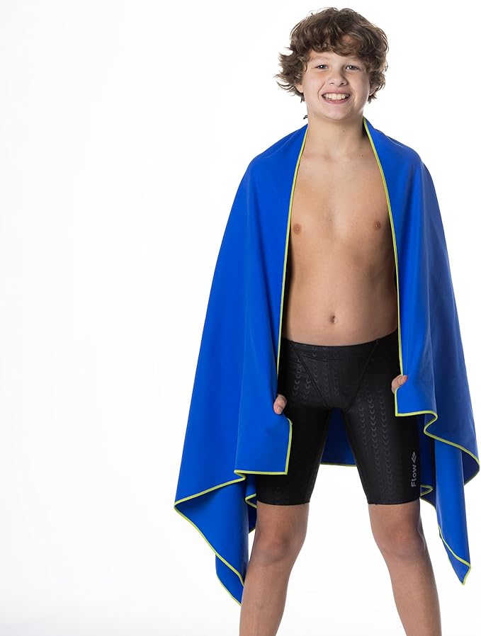 Flow Hydro Sport Towel - Microfiber Quick Dry Swimming Towels for Swim, Pool, Triathlon, and Other Water Sports in Medium, Large, Extra Large, and Hooded Sizes (Blue, Medium (48" x 24"))-GravixFit