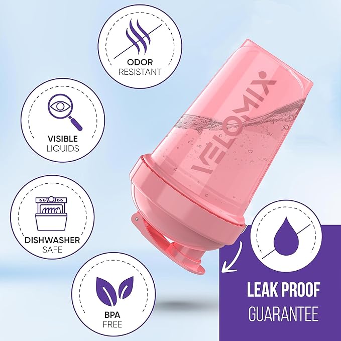 '-2 Pack- 20 oz Protein Shaker Bottles for Protein Mixes - 2x Wire Whisk | Leak Proof Shaker Cups for Protein Shakes and Pre Workout | Protein Shaker Bottle Pack | Protein Mixer Cup (Pink&Black)-GravixFit