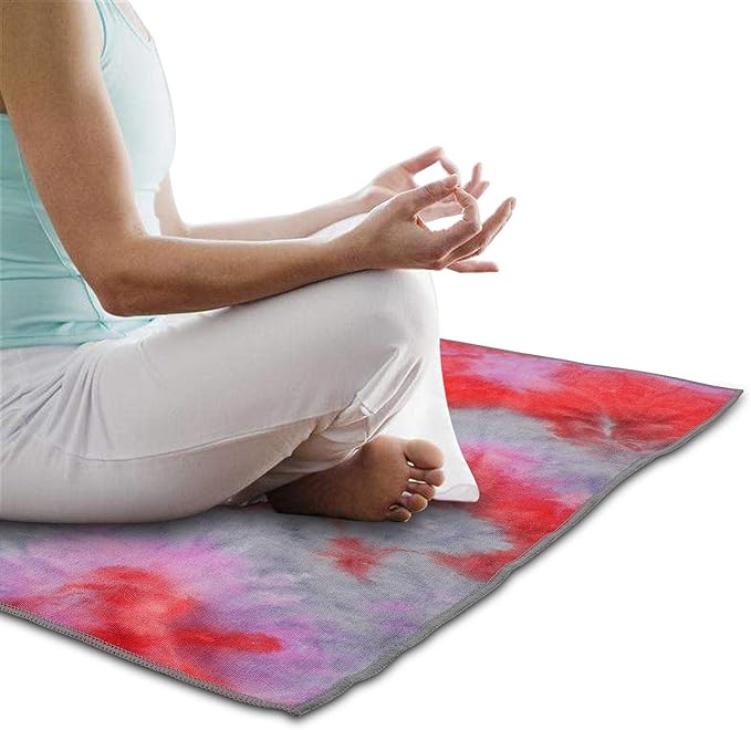 Yoga Towels , Non Slip Hot Yoga Towel Skidless Waffle Texture, 100% Absorbent Odorless Microfiber Yoga Blanket, Standard Sized 24 inchx72 inch Mat Towel (Pink & Red)1-GravixFit