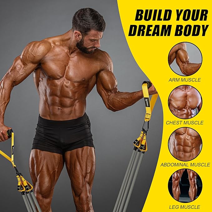 Heavy Resistance Bands for Working Out, 350lbs/450lbs Exercise Bands with Handles, Workout Bands Set for Men, Fitness Weight Bands for Muscle Strength Training, Stretching, Slim, Home Gym Equipment-GravixFit