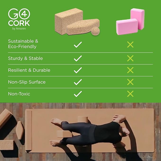 Go4Cork Cork Yoga Block for Yoga, Pilates & Meditation | Non-Slip, Hypoallergenic, Sustainable, Non-Toxic Yoga Block-GravixFit