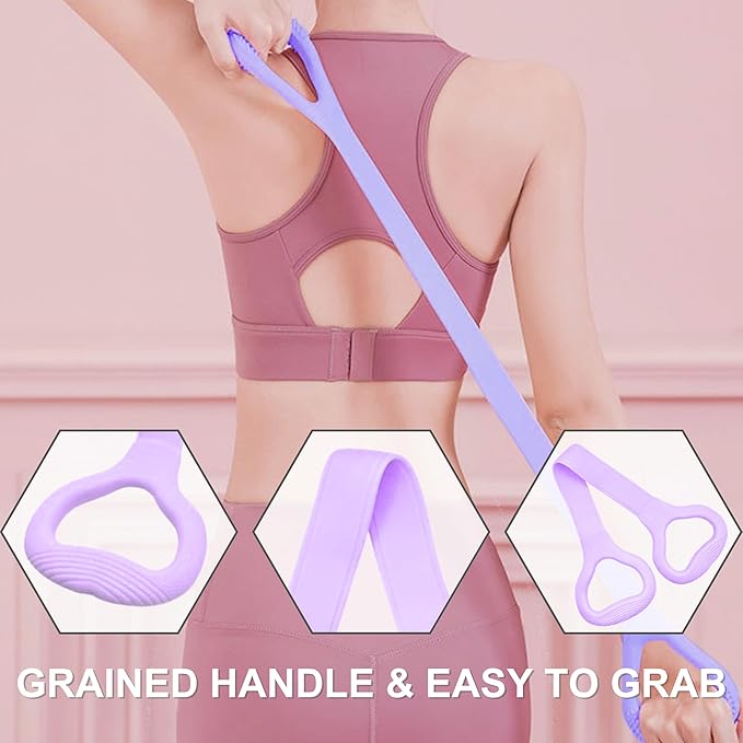 LEZER Figure 8 Resistance Band, Fitness Elastic Rope, Execrise Workout for Arm, Back, Chest and Shoulder, Yoga, Pilates, Stretching, Physical Therapy Equipment-GravixFit