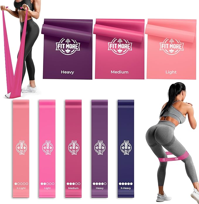 Resistance Bands for Women with Online Workouts Included - Set of Loop & Flat Bands | Ideal for Tone and Sculpt Body at Home, Pilates, Yoga or Rehab with Safe Guided Training-GravixFit