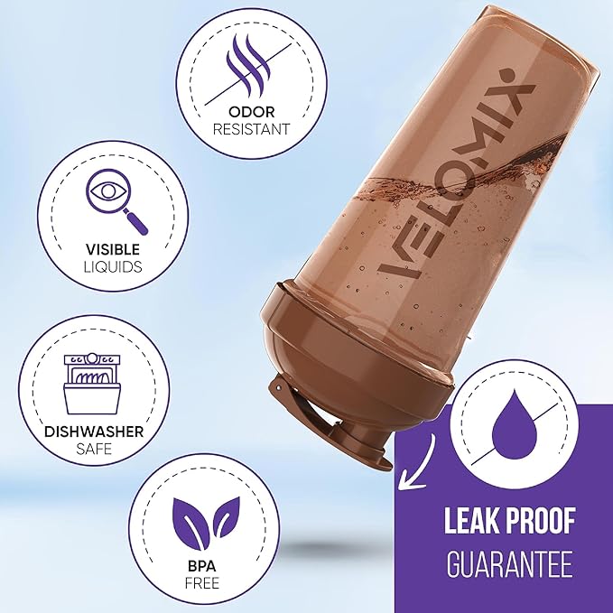 '-2 Pack- 28 oz Protein Shaker Bottles for Protein Mixes - 2x Wire Whisk | Leak Proof Shaker Cups for Protein Shakes | Protein Shaker Bottle Pack | Shakers for Protein Shakes-Brown Colors-GravixFit