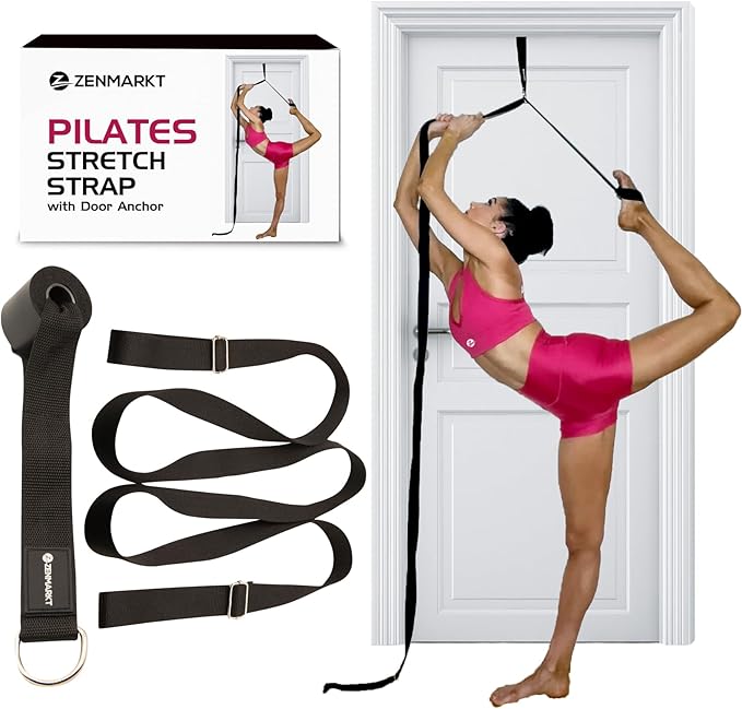 Pilates Stretching Strap with Door Anchor - Flexibility Equipment for Pilates Practitioners - Ideal for Improving Leg Flexibility, Core Stability, and Posture Alignment at Home-GravixFit