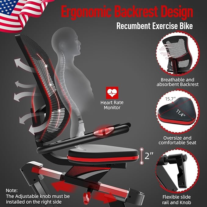 HARISON Pro Recumbent Exercise Bike 400 lbs Capacity, Magnetic Recumbent bike for Adult and Seniors, Recumbent Stationary bike for Home with Smart Bluetooth App, 2 in 1 LCD Monitor and Tablet Holder