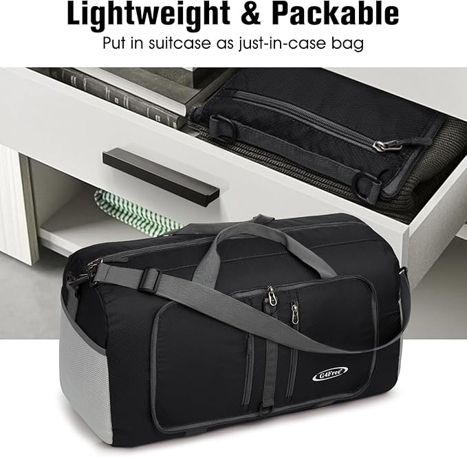 G4Free 40L/65L Foldable Duffel Bag, Water-Repellent Travel Backpack, Lightweight Carry Bag for Overnight Weekender Sports Men Women-GravixFit