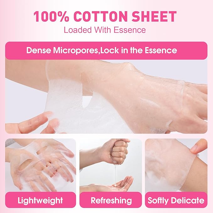 12 Pack Collagen Hydrating Face Masks Skincare, Sheet Face Mask for All Skin Types, Facial Masks Set for Women Skin Care, Face Mask Bulk Spa Gifts for Women-GravixFit