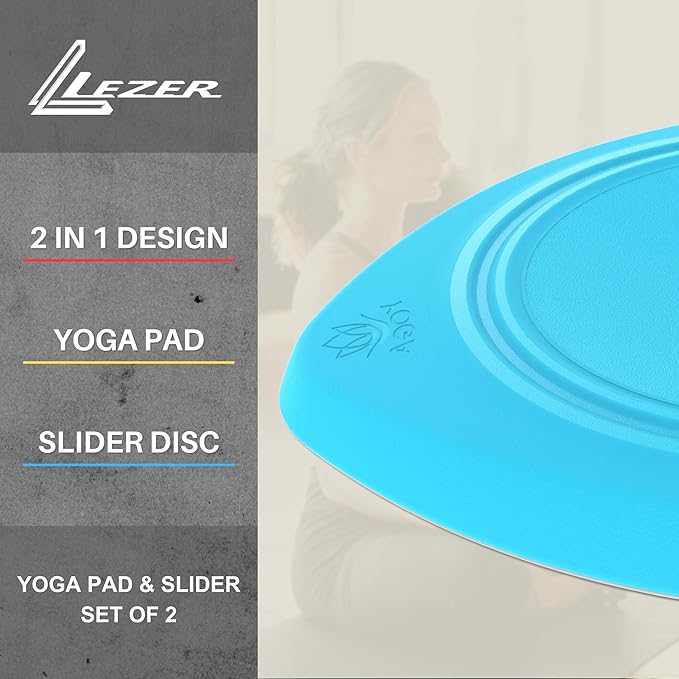 LEZER 2 IN 1 Yoga Knee Pad Slider, Core Gliding Disc, Extra Thick Yoga Mat, Cushion, Wrist Support, Exercise, Home Gym Workout Equipment, Honeycomb Structure, Set of 2-GravixFit