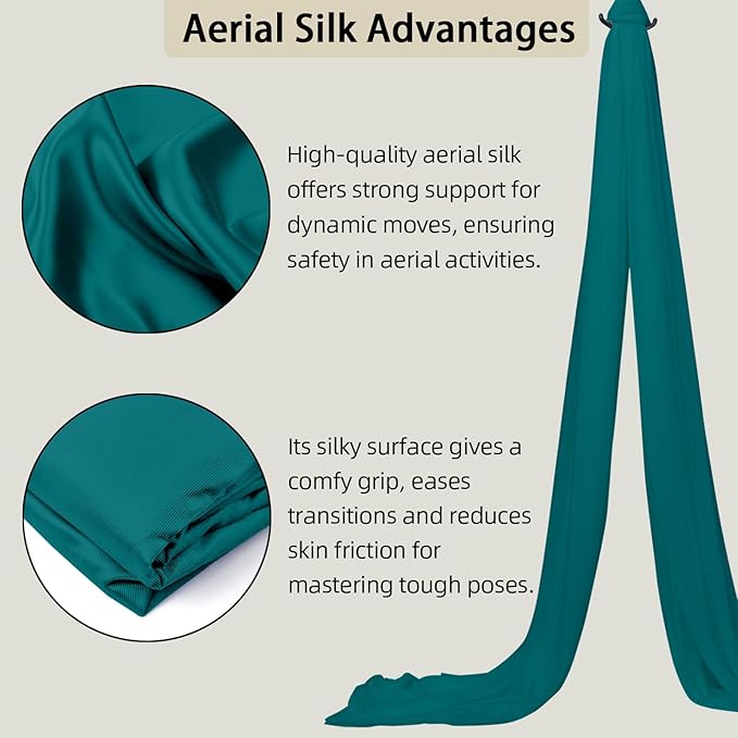 15/25 Yards Aerial Silk Professional Indoor Aerial Yoga Hammock Fabric Outdoor Fitness Silk for Dance, Circus Training, Home Gym-GravixFit