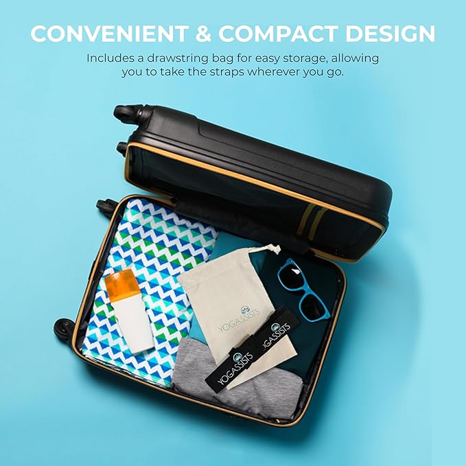 Stretch Straps for Yoga & Stretching - Increase Reach & Hold Poses Longer - Straps Stay w/You During Your Flow - Lightweight, Durable & Compact (2 Straps)-GravixFit