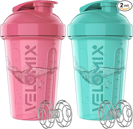 '-2 Pack- 20 oz Protein Shaker Bottles for Protein Mixes - 2x Wire Whisk | Leak Proof Shaker Cups for Protein Shakes and Pre Workout | Protein Shaker Bottle Pack-GravixFit