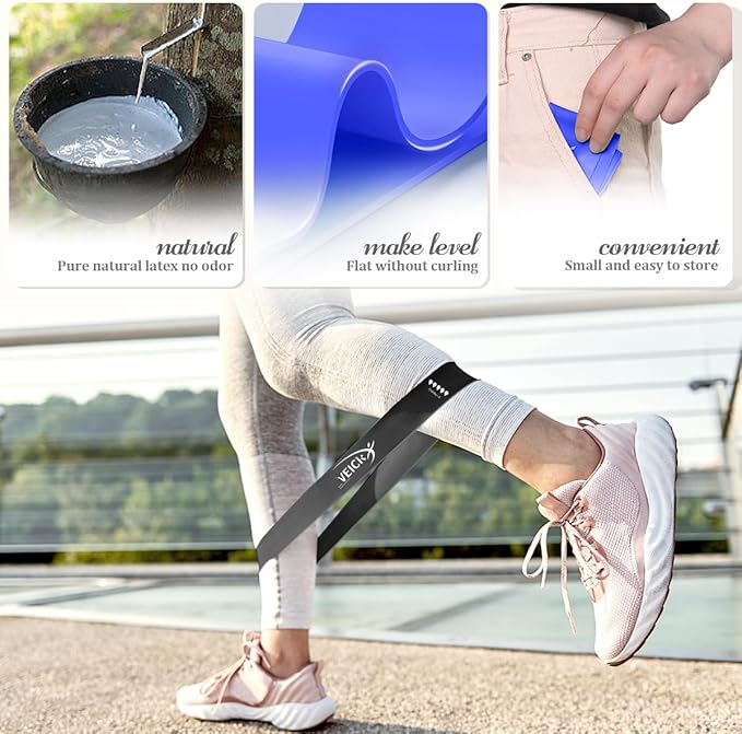 VEICK Resistance Loop Exercise Bands, Elastic Workout Bands for Men Women, Set of 5 Different Resistance Levels Stretch Band for Home Fitness Stretching Strength Training Physical Therap-GravixFit