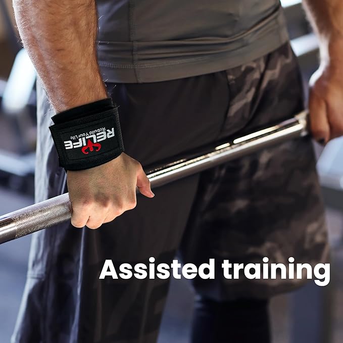 RELIFE REBUILD YOUR LIFE Lifting Hooks for Men and Women(Pair), Pull Up Straps, Gym Reapers Lifting Wrist Grips, Heavy Powerlifting, Lifting Hooks for Weight Lifting-GravixFit