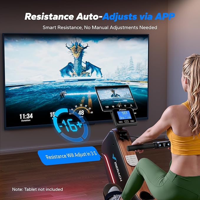 MERACH Rowing Machines for Home, Powerful Electromagnetic Row Machine with 51.2" Extended Rail, 16-Level Handle Resistance Adjustment Rower, 350 LBS Load Capacity, Ergonomic Comfort Seat, Easy Storage-GravixFit