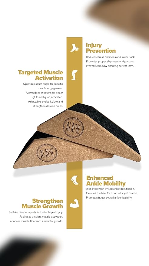 Squat Wedge Blocks - Pack of 2 Non-Slip Slant Board for Legs, Ankle, Calf Stretching - Squat Ramps for Lower Body Strength, Heel Elevation, Planks, Yoga with Bag & 30 Day Squat Challenge Chart-GravixFit