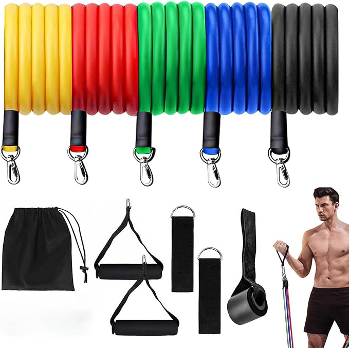 Resistance Bands, Resistance Band Set, Strength Training Fitness Bands, Exercise Bands for Men and Women, Resistance Bands with Handles, Door Anchor, for Shape Body and Home Workouts-GravixFit
