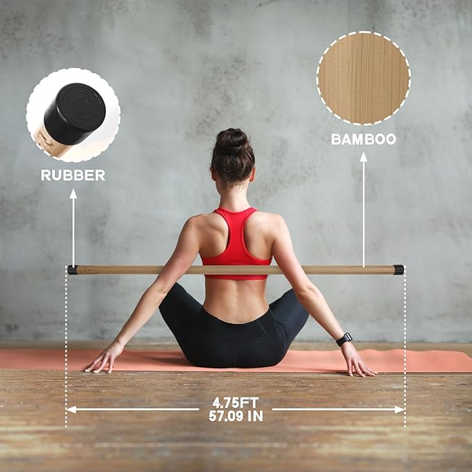 RitFit 5ft Natural Bamboo Yoga Stick, Exercise Stick, Stretching Stick, Versatile Tool for Yoga Practice, Stretching, Flexibility-GravixFit
