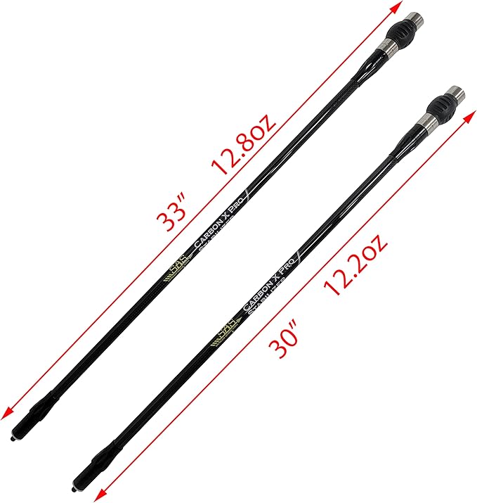 SAS Carbon X Pro Bow Stabilizer Main Bar for Compound Bows with Dampener and Weights Ultra Lightweight 27in 30in