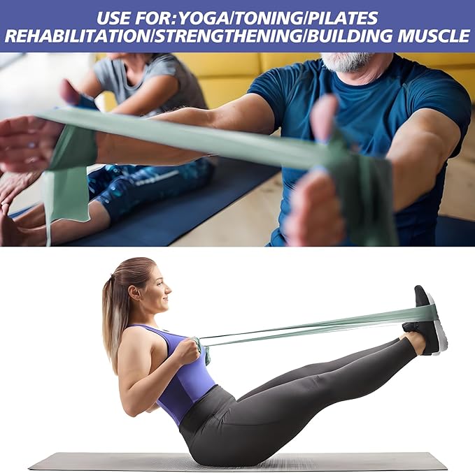 Workout Resistance Bands - Natural Latex Exercise Bands for Physical Therapy, Stretching, Yoga, Pilates, Strength Training & Home/Gym Fitness-GravixFit