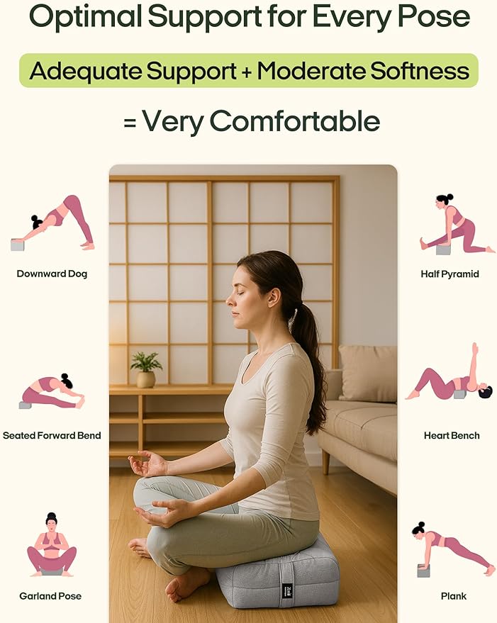 Zonli Yoga Bolster Pillow for Meditation & Restorative Yoga - Rectangular Support Cushion with Removable Cotton Cover & Carry Handle, 26"x11"x7"-GravixFit