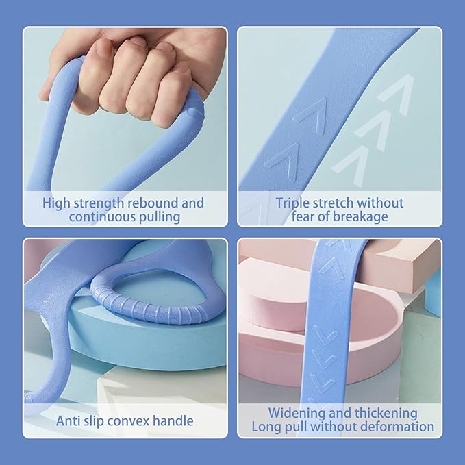 Figure 8 Fitness Resistance Band, Arm Back Shoulder Exercise Elastic Rope Stretch Fitness Band, Foot, Leg, Hand Stretcher, Arm Exerciser for Yoga Pilates Stretching Physical Therapy（Purple and Blue-GravixFit