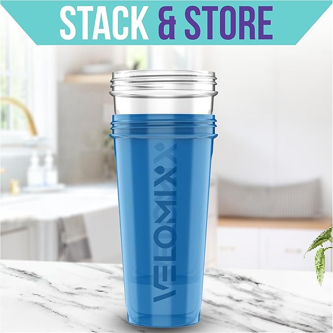 '-2 Pack- 28 oz Protein Shaker Bottles for Protein Mixes - 2x Wire Whisk | Leak Proof Shaker Cups for Protein Shakes | Protein Shaker Bottle Pack | Shakers for Protein Shakes-Blue&Transparent-GravixFit